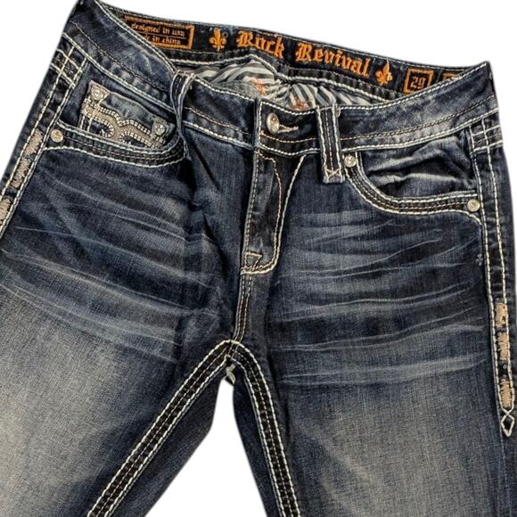 ROCK REVIVAL Jeans Mid Rise Skinny Shauna 5 Pockets Flap Pockets Women's 29 - Picture 3 of 8